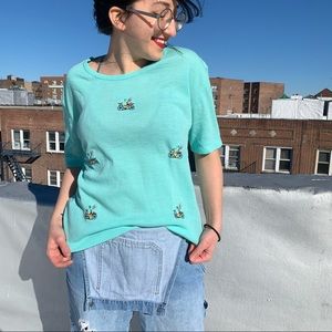 Vintage Helen Sue Turquoise Shirt with Embroidery
